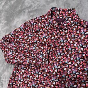 J Crew Liberty Fabrics Floral Button Down Shirt Women 6 Red Ruffle Collar